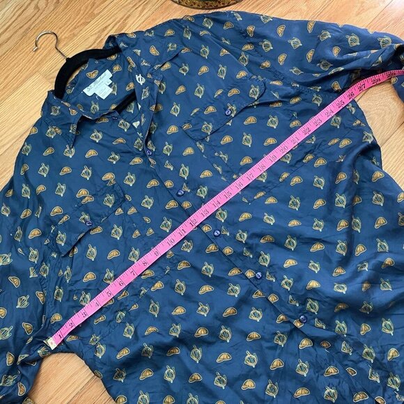 Vintage St. Michael Silk Shirt Mens L  Hunting Equestrian Novelty Print Navy Blu - Picture 14 of 14
